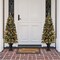 Set of 2/3 4ft/5ft/6ft Flocked Pinecone Christmas Potted Porch Tree With Warm White Lights